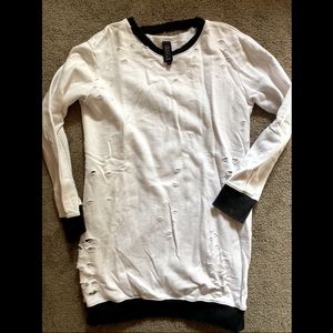 White Cut Up Sweat Shirt Dress